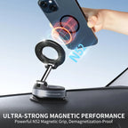 Vacuum Suction Magnetic Phone Holder, Foldable Retractable Suction Cup Car Phone Mount for Magsafe, 360° Adjustable Phone Stand