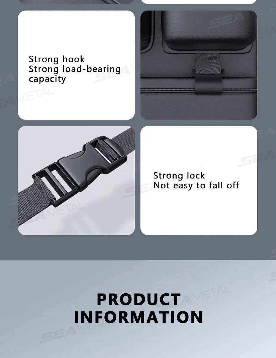 SEAMETAL 6-Pocket Car Seat Back Storage Bag Wear-Resistant Car Backseat Organizer Tissue/Cup Holder Waterproof Anti-Kick Pad