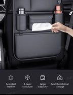 SEAMETAL 6-Pocket Car Seat Back Storage Bag Wear-Resistant Car Backseat Organizer Tissue/Cup Holder Waterproof Anti-Kick Pad